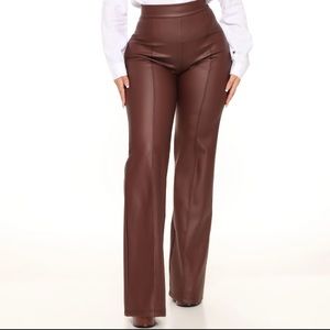 High Waisted Faux Leather Pants